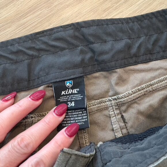 ** Kuhl Mens Green Ambush Cargo Shorts 34 Zipper Pockets Durable Outdoor Wear - Picture 6 of 7